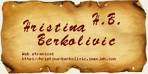 Hristina Berkolivić vizit kartica